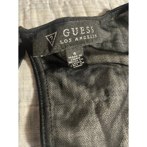 Guess Dress Womens Size 4 NWT Black Floral Sleeveless Mesh Panel Short Bodycon - Picture 5 of 7